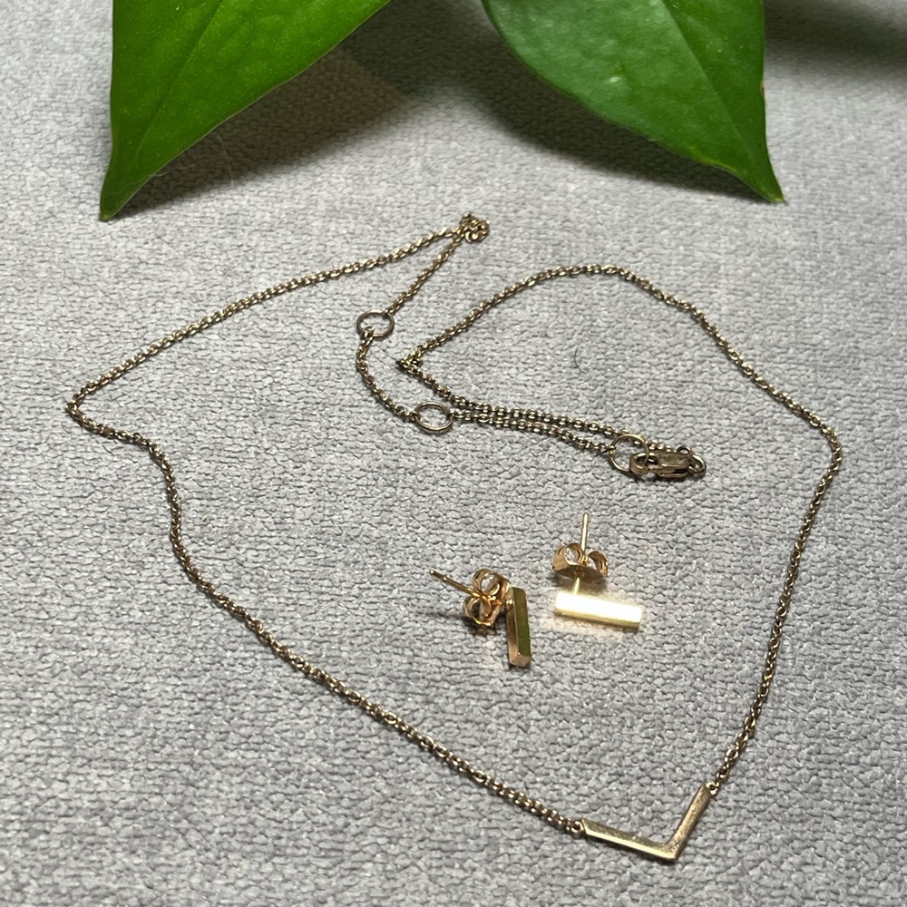 Delicate Rose Gold Necklace and Earring Set
